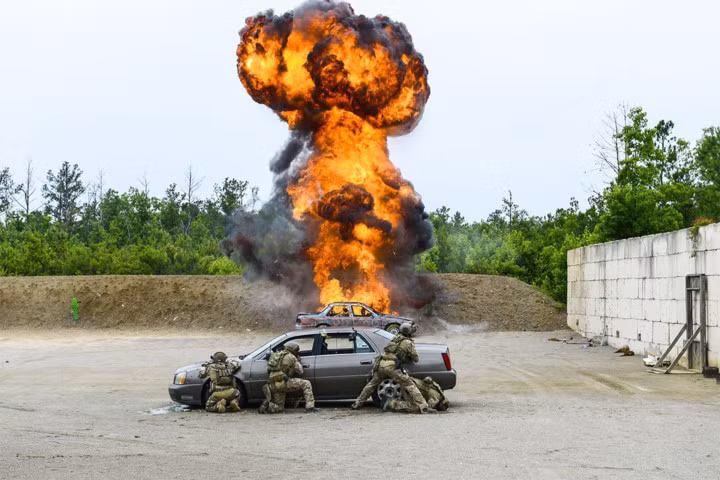 Binh sĩ đặc nhiệm Mỹ diễn tập chống khủng bố tại Fort Bragg, North Carolina. Nguồn ảnh: Quân đội Mỹ
