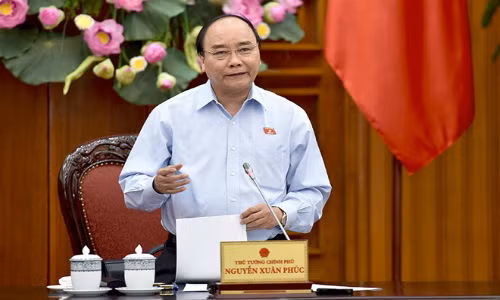 Thủ tướng Nguyễn Xuân Phúc phát biểu tại buổi làm việc với tỉnh Sóc Trăng. Ảnh: Quang Hiếu/GVP.