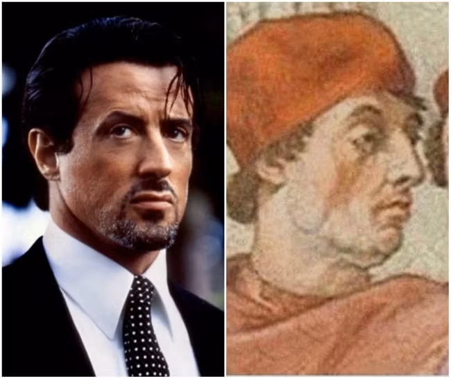 Diễn viên, đạo diễn nổi tiếng Sylvester Stallone cũng có một người giống hệt mình trong quá khứ đó là Giáo hoàng Gregory IX.