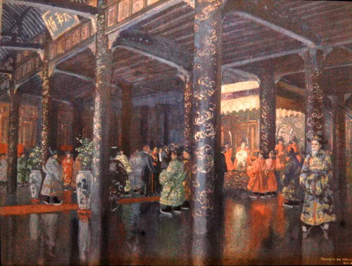 Hoàng đế An Nam tiếp toàn quyền Đông Dương Albert Sarraut ở điện Thái Hòa trong Hoàng thành Huế.
