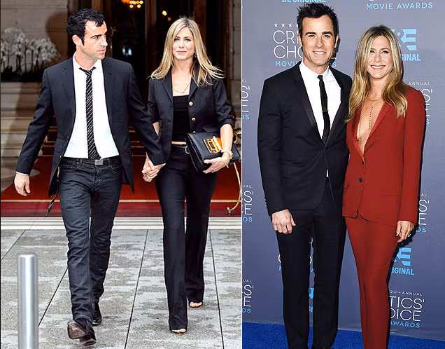 Đã mặc vest là cả hai vợ chồng Jennifer Aniston và Justin Theroux cùng rủ nhau mặc thành đồng phục. Họ được coi là một cặp vợ chồng hòa hợp gu thời trang nhất Hollywood.