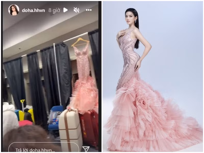 Hoa hậu Đỗ Thị Hà vừa hé lộ bộ đầm dạ hội sẽ mặc trong chung kết. Ảnh: FB Đỗ Thị Hà