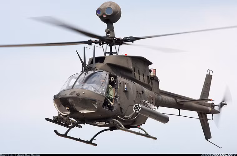 Với biến thể mới nhất là OH-58F, Kiowa được trang bị một động cơ Rolls-Royce 250-C30R3 có công suất 650 mã lực với phi hành đoàn gồm hai người, nó có thể bay tối đa với vận tốc 176km/h với tầm hoạt động hiệu quả 260km. Hệ thống vũ khí của OH-58F gồm súng máy 12,7mm, rocket, tên lửa chống tăng Hellfire.