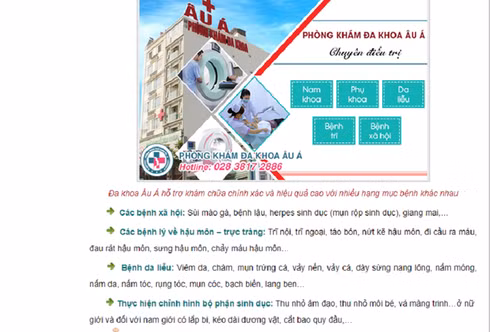 PK Đa khoa Âu Á ngang nhiên quảng cáo không phép vá màng trinh, kéo dài dương vật PK Da khoa Au A ngang nhien quang cao khong phep va mang trinh, keo dai duong vat