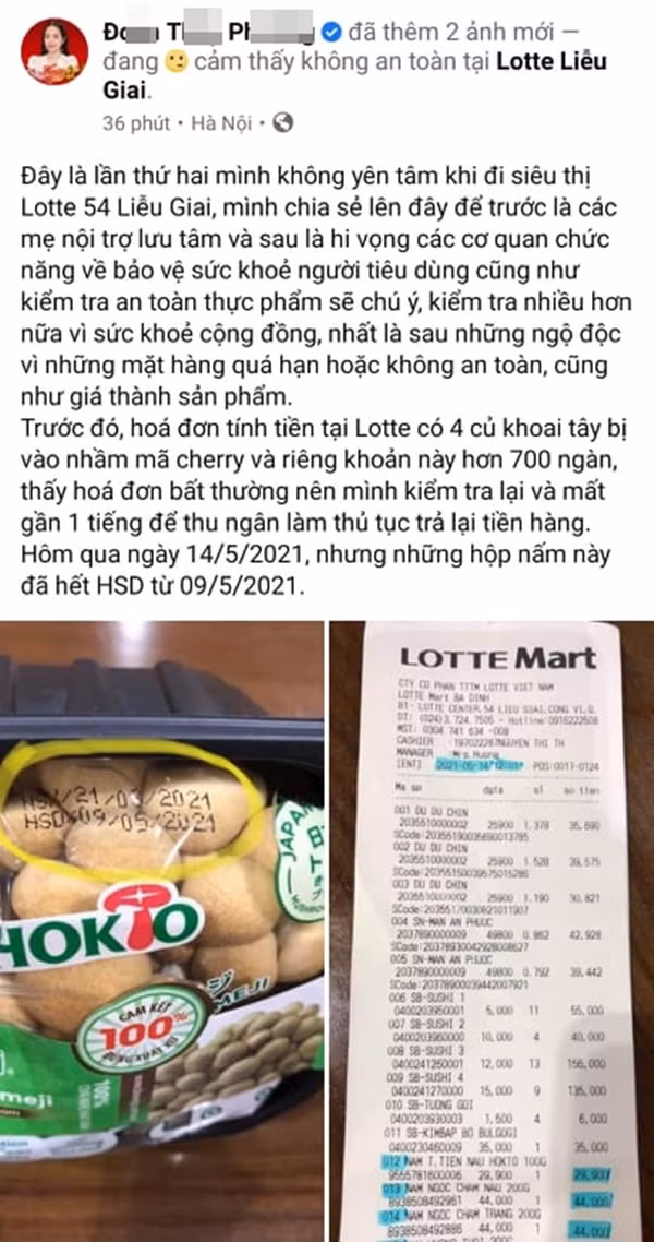 Sieu thi LOTTE Mart Ba Dinh ban thuc pham het han cho khach?
