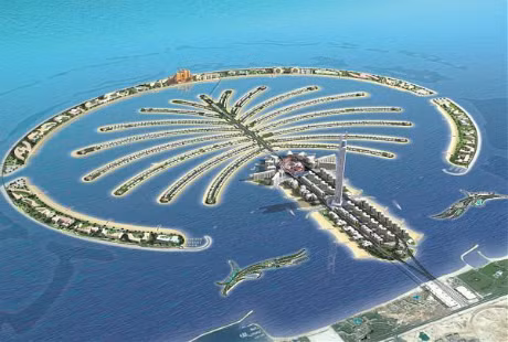 Hòn đảo nhân tạo lớn nhất thế giới: The Palm (Đảo Cây Cọ) rộng 560ha được mệnh danh là kỳ quan thứ 8 của thế giới, rất nhiều khách sạn hạng sang và biệt thự của những nhân vật nổi tiếng được xây dựng ở đây.