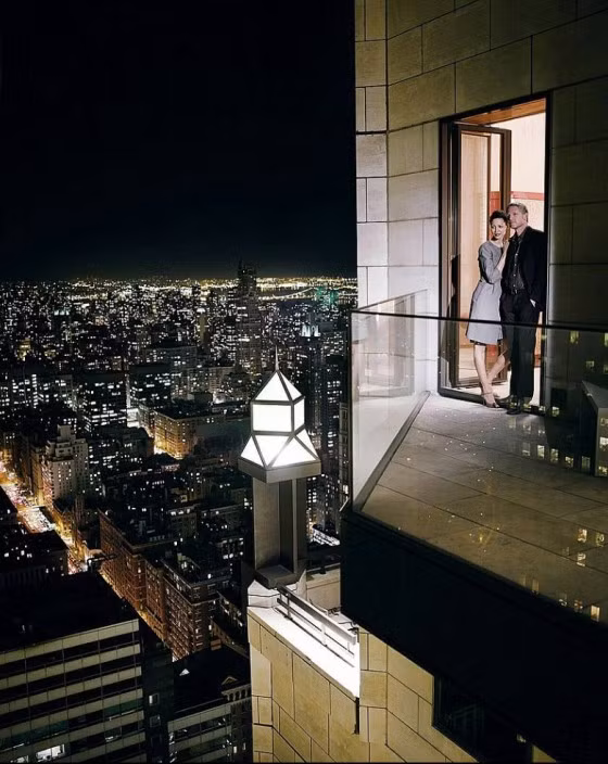 Từ phòng Ty Warner có thể nhìn thấy toàn cảnh Manhattan, gồm cả Tòa thị chính bang và tượng Nữ thần Tự do.