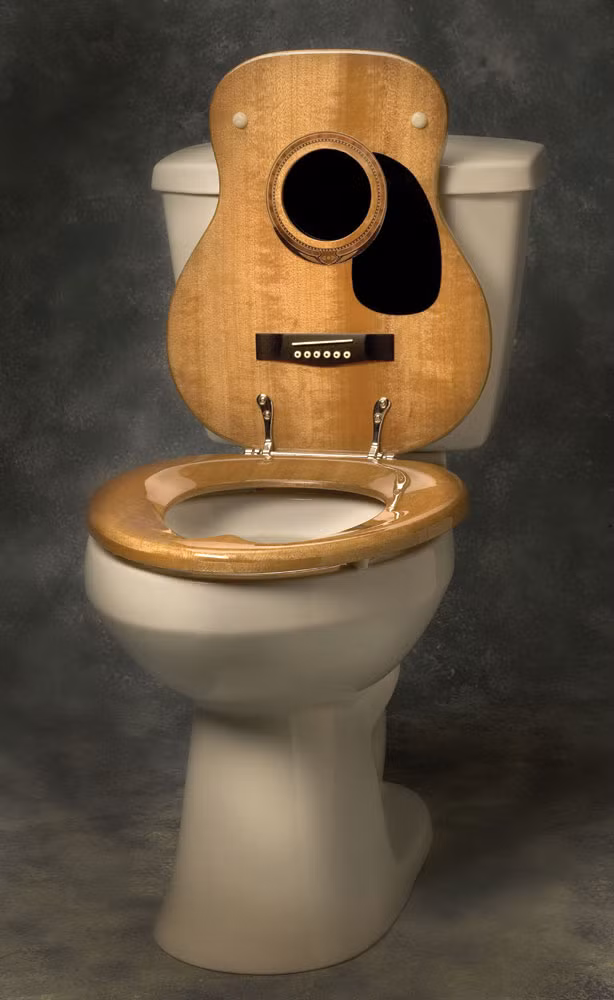 Chiếc bồn cầu hình đàn guitar.