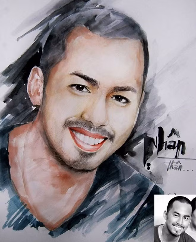 Rang ro nu cuoi Duy Nhan duoc tai hien qua tranh ve