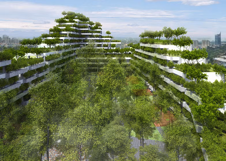 Kiến trúc trường học phủ xanh này chính là khuôn viên của trường Đại học FPT ở TP HCM.