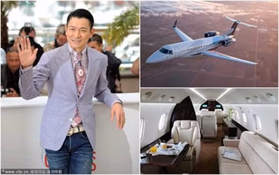 Lưu Đức Hoa: Khi con gái rượu vừa tròn một tuổi, Lưu Đức Hoa đã quyết định tậu riêng chiếc máy bay Embraer Legacy 650, giá khoảng 200 triệu NDT, để làm phương tiện di chuyển cho cả gia đình. Phi cơ mới với trang thiết bị hiện đại, chở được 13 người, nội thất sang trọng được tài tử sử dụng để đưa vợ con đi du lịch mà không gặp phải sự chú ý của báo chí.