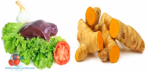 1. Gan lợn xào nghệ tươi. Chuẩn bị: Gan lợn 200g, nghệ tươi 100g. Tán nhỏ nghệ tươi trộn với gan lợn, sau đó xào ăn vào bữa chính. Một liệu trình là 10 ngày. Tác dụng: Gan có tác dụng bổ gan. Nghệ có tác dụng rửa gan và phá ứ đọng huyết. Đây là bài thuốc tốt cho người mắc bệnh về gan. Ảnh: chuabenhgan.org.