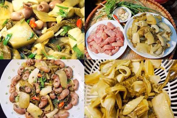 Cuối cùng cho gừng, ớt, hành lá, rau răm ở trên vào đảo đều. Tắt bếp, cho bong bóng xào dưa chua ra đĩa thêm chút hạt tiêu là được. Ảnh: amthucgiadinhviet.com.