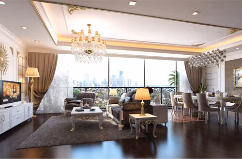 Căn penthose được thiết kế rất sang trọng. Khu nhà có đầy đủ tiện nghi như hồ bơi, khu spa, mua sắm.