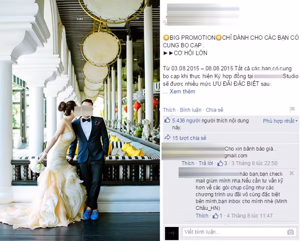 Ăn theo độ "nóng" của cung bọ cạp là sự nhanh nhạy trong giai đoạn rất ngắn của các cửa hàng kinh doanh. Ảnh một studio có tiếng ở Hà Nội ưu đãi gói chụp ảnh cưới cho khách hàng cung bọ cạp thu hút hơn 5.000 người bấm like.