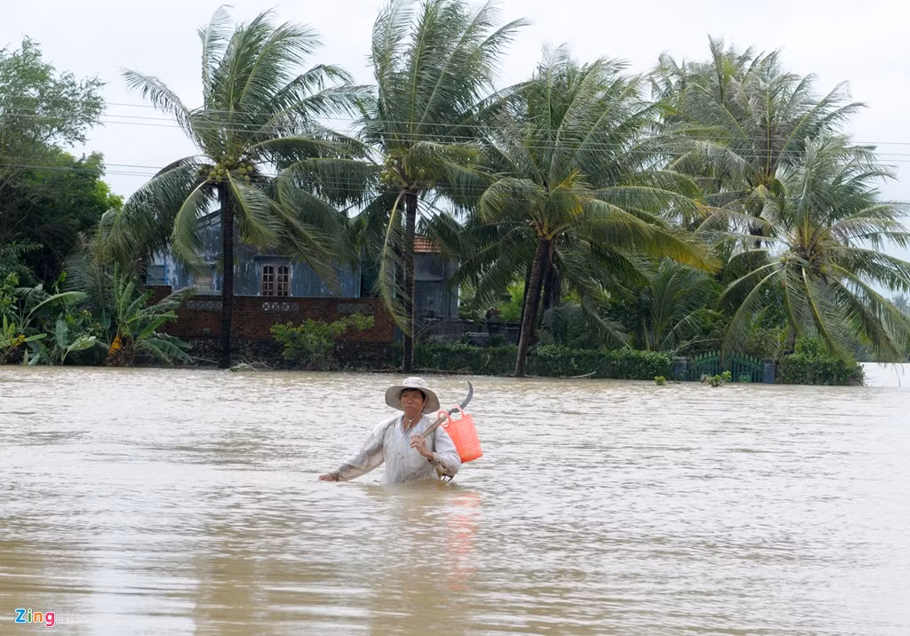 Đến chiều 4/11, mưa lũ còn ngập sâu, cô lập nhiều khu dân cư ở huyện Tuy An (Phú Yên).
