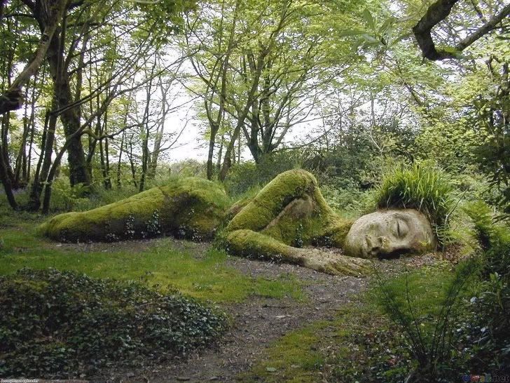 Nữ thần ngủ “Mud Maid” tại Lost Gardens of Heligan, Anh dường như trở thành tác phẩm nghệ thuật của cỏ cây.