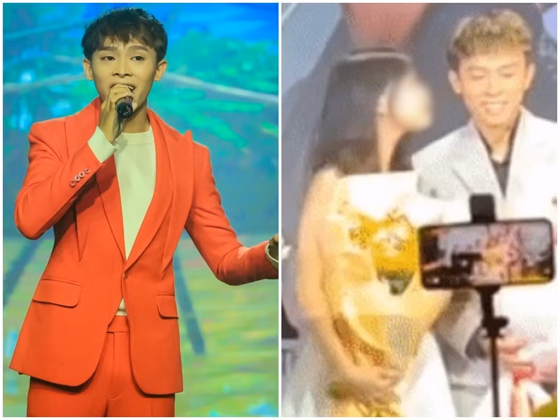 Trong một đêm nhạc mới đây, Hồ Văn Cường tỏ ra bất ngờ khi bị fan nữ hôn lén. Nam ca sĩ chia sẻ trên Arttimes, khi bị nhắc lại nụ hôn này, anh vẫn còn thấy “xấu hổ”. Ảnh: Arttimes, Người Lao Động.