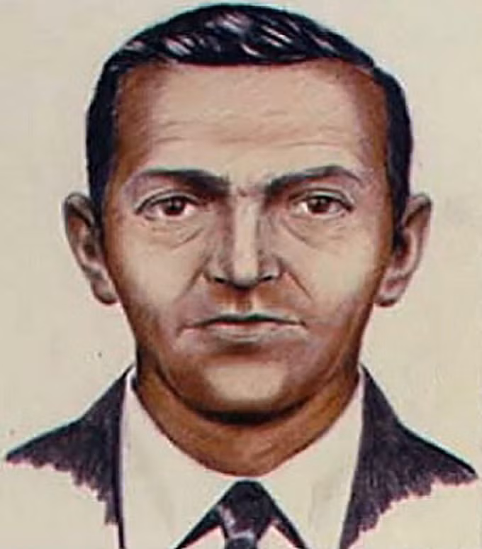 Không tặc D.B. Cooper từng dọa có bom trên máy bay và yêu cầu 200.000 USD tiền chuộc cùng 4 chiếc dù. Cooper đã nhảy khỏi máy bay ở khu vực giữa Seattle và Reno để trốn thoát. Tới nay, người này vẫn chưa được tìm thấy. Các nhà khoa học cho rằng, Cooper có thể là kỹ sư hoặc phi công. Ảnh: List25.