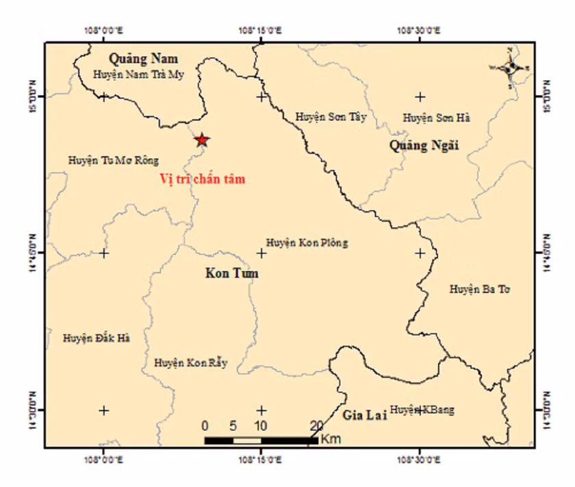 Lien tiep xay ra 3 tran dong dat manh o Quang Nam, Kon Tum