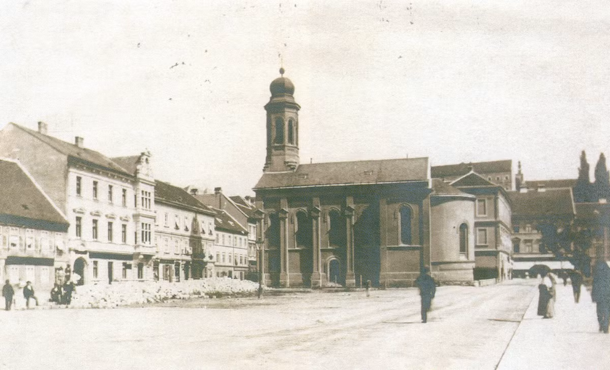 Quảng trường Peter Preradović và nhà thờ Chính Thống giáo, Zabreb năm 1897. Ảnh: Vintag.