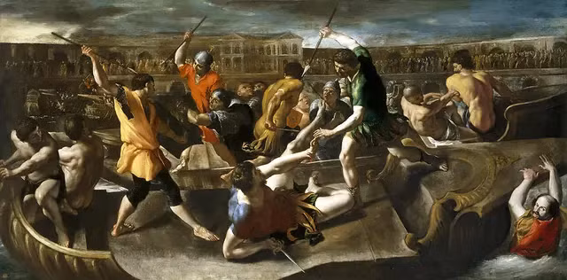 Một số trận Naumachia đáng chú ý trong lịch sử bao gồm trận đầu tiên vào năm 46 TCN do Julius Caesar tổ chức để ăn mừng chiến thắng của mình, và một trận khác do Hoàng đế Augustus tổ chức vào năm 2 TCN dịp lễ khánh thành đền thờ Mar Ulto