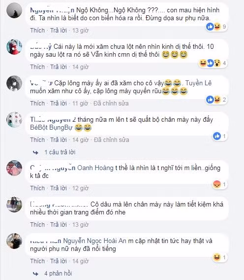Được biết, chủ nhân của bộ lông mày 'cực chất' này có tên D.N.N. Bài đăng của chị nhanh chóng nhận được sự quan tâm của cộng đồng mạng với hàng chục nghìn lượt bình luận và chia sẻ. Hiện người phụ nữ này đã thực sự nổi tiếng, các bức hình của chị vẫn tiếp tục được chia sẻ rần rần trên mạng xã hội.