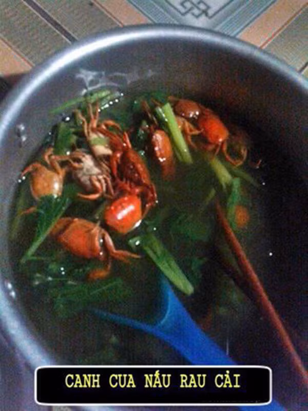 "Em nấu canh cua rau cải xong không hiểu sao cả nhà không ai ăn".