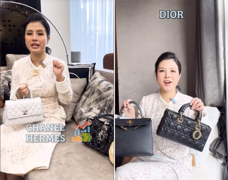 Trong mỗi bức ảnh của nữ MC luôn có sự xuất hiện của những chiếc túi hàng hiệu hoặc một món trang sức đắt đỏ nào đó.