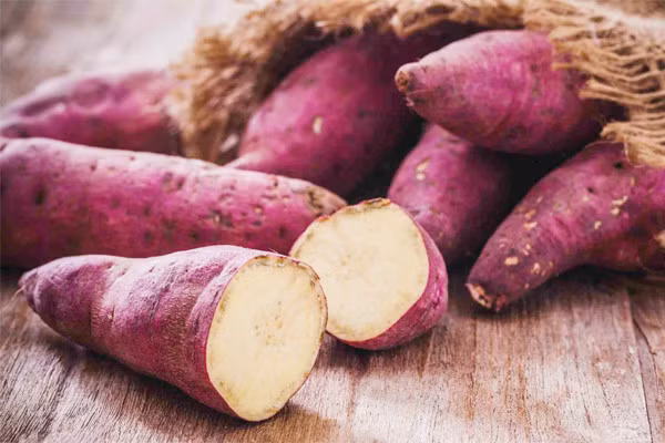  Khoai lang: Thành phần beta carotene chiếm phần lớn trong củ khoai lang khi hấp thu vào cơ thể sẽ tham gia vào quá trình chuyển hóa thành vitamin A. Loại vitamin này hỗ trợ đắc lực cho việc thúc đẩy quá trình phát triển của móng. Vì vậy, nếu bạn gặp vấn đề về móng khô hãy lựa chọn những món ăn từ khoai lang. Ảnh minh họa