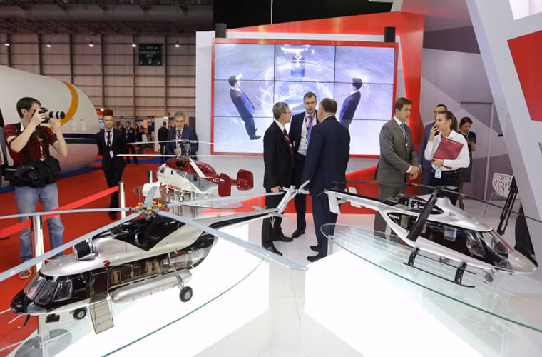 Một số mẫu máy bay trực thăng tiêu biểu của Nga được trưng bày tại Dubai Airshow 2015.