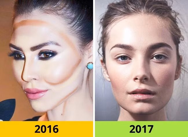 Trang điểm tạo khối sắc nét cho khuôn mặt sẽ được thay thế bằng cách trang điểm tự nhiên bằng phấn má hồng.