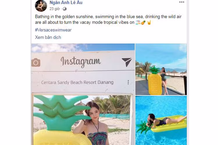 Mới đây, trên trang cá nhân, Lê Âu Ngân Anh khoe loạt ảnh nghỉ dưỡng ở Đà Nẵng. Trong trang phục áo tắm, cô được khen gợi cảm với vòng ba khủng.