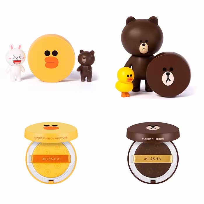 Phấn nước Missha Line Friend Cushion gấu vịt. Dòng sản phẩm mới lên kệ nhưng các cô gái rất thích bởi thiết kế dễ thương. Dòng phấn này ghi điểm tuyệt đối khi phân biệt rạch ròi các loại cho từng loại da. Ảnh: Ipu123vn.