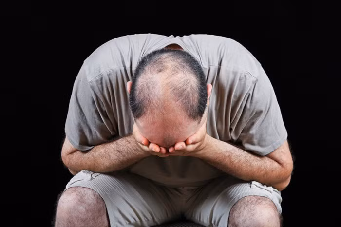 Nguyên nhân do, testosterone giảm thì hormone Dihydrotestosterone sẽ tăng lên để cân bằng quá trình lưu thông máu đến mao mạch bị cản trở, chân tóc yếu đi hoặc mọc chậm hơn. Bên cạnh đó, Dihydrotestosterone cũng kích thích các tuyến bã nhờn ở nang tóc hoạt động quá mức, khiến tóc dễ bị rụng. Tóc cũ nhanh rụng trong khi tóc mới lại mọc chậm nên không thay thế kịp thời dẫn đến hiện tượng hói đầu ở nam giới. Ảnh: Khoahocphattrien.