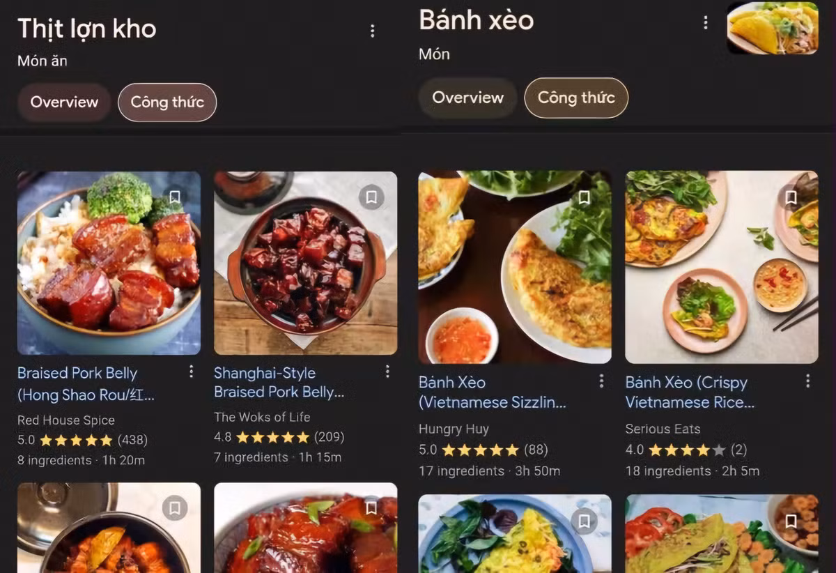 Google thử nghiệm hiển thị công thức nấu ăn khi search món - Hình 2 Google thu nghiem hien thi cong thuc nau an khi search mon-Hinh-2
