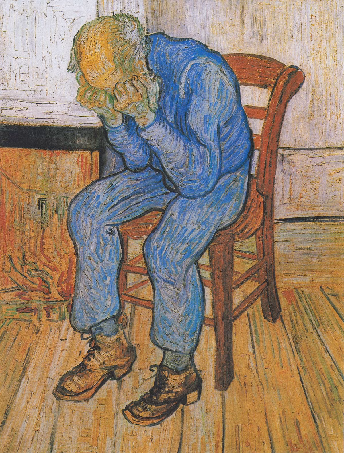 "At Eternity's Gate" (Tại cổng Vĩnh hằng) của Vincent van Gogh là một bức tranh hậu ấn tượng, được coi là “bức tranh buồn nhất thế giới”, mô tả một ông già ngồi gục đầu trong đau khổ. (Ảnh:Wikipedia) 