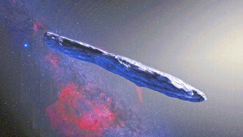 Oumuamua, từng được nghi là "tàu do thám của người ngoài hành tinh", đã được xác định không phải tàu vũ trụ do sự vắng mặt của "chiếc đuôi". (Ảnh: Science News)