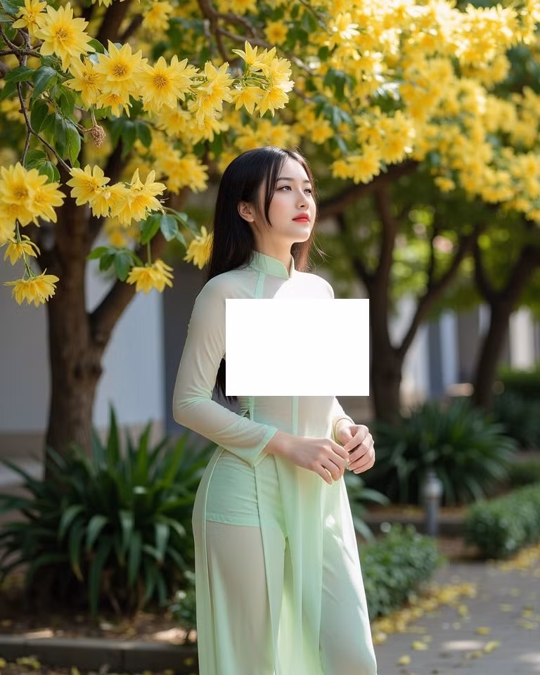 Không chỉ có mỗi những tấm ảnh các cô gái bên hồ bơi, admin (người quản trị) tài khoản mạng xã hội này còn thường xuyên đăng tải hình ảnh các cô gái mặc áo dài mỏng tang tương tự, nhằm mục đích câu view.
