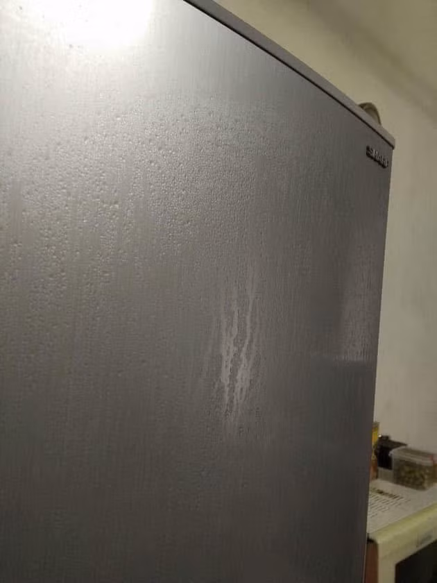 Bề mặt tủ lạnh cũng có thể đọng nước lại.
