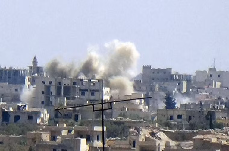 Bản báo cáo nêu rõ, liên quân Mỹ đã không kích căn cứ Quân chính phủ Syria tại ngôi làng al-Halba, cách thành phố Palmyra khoảng 70 km. Ảnh: Veterans Today.