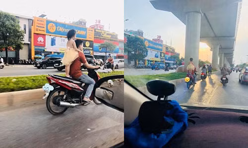 Kinh hai bo de con gai dung sau yen xe phong vun vut