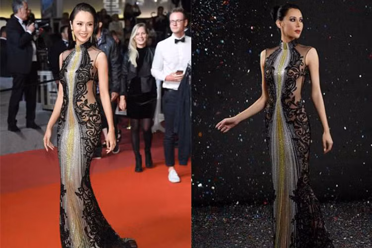 Tuy nhiên, các tín đồ thời trang phát hiện NTK Elie Saab không có mẫu váy nào mà Vũ Ngọc Anh mặc. Váy người đẹp diện là sản phẩm của thương hiệu Labourjoisie.