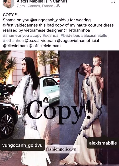 Tháng 5/2019, Vũ Ngọc Anh bị Alexis Mabille tố mặc váy nhái. Theo Alexis, trang phục của Ngọc Anh tại Cannes 2017 giống với thiết kế của anh trong bộ sưu tập năm 2015.
