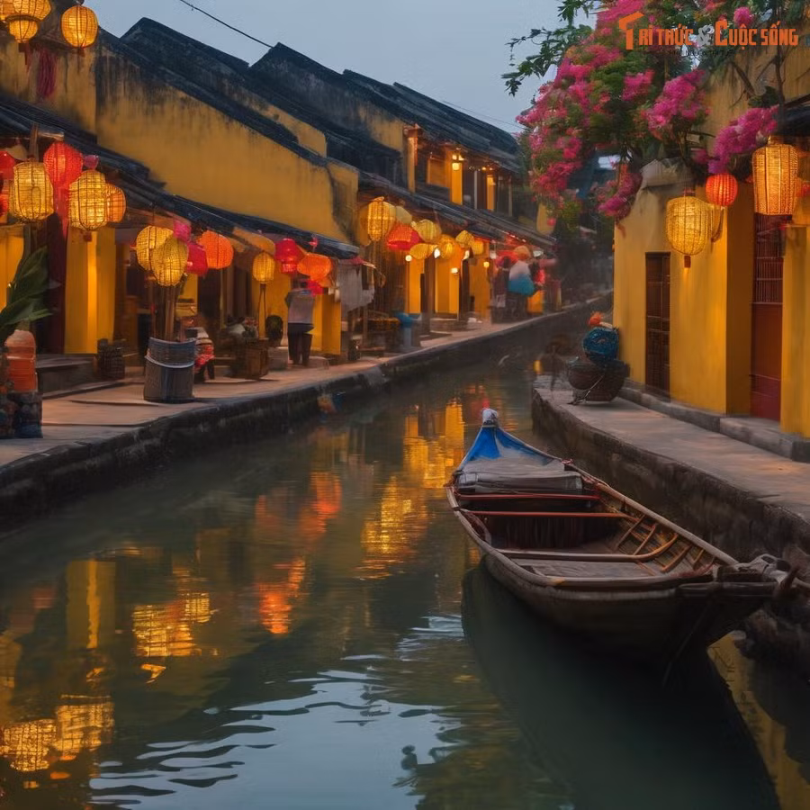 Phố cổ Hội An qua phác họa của AI trông giống Venice hơn là thực tế.