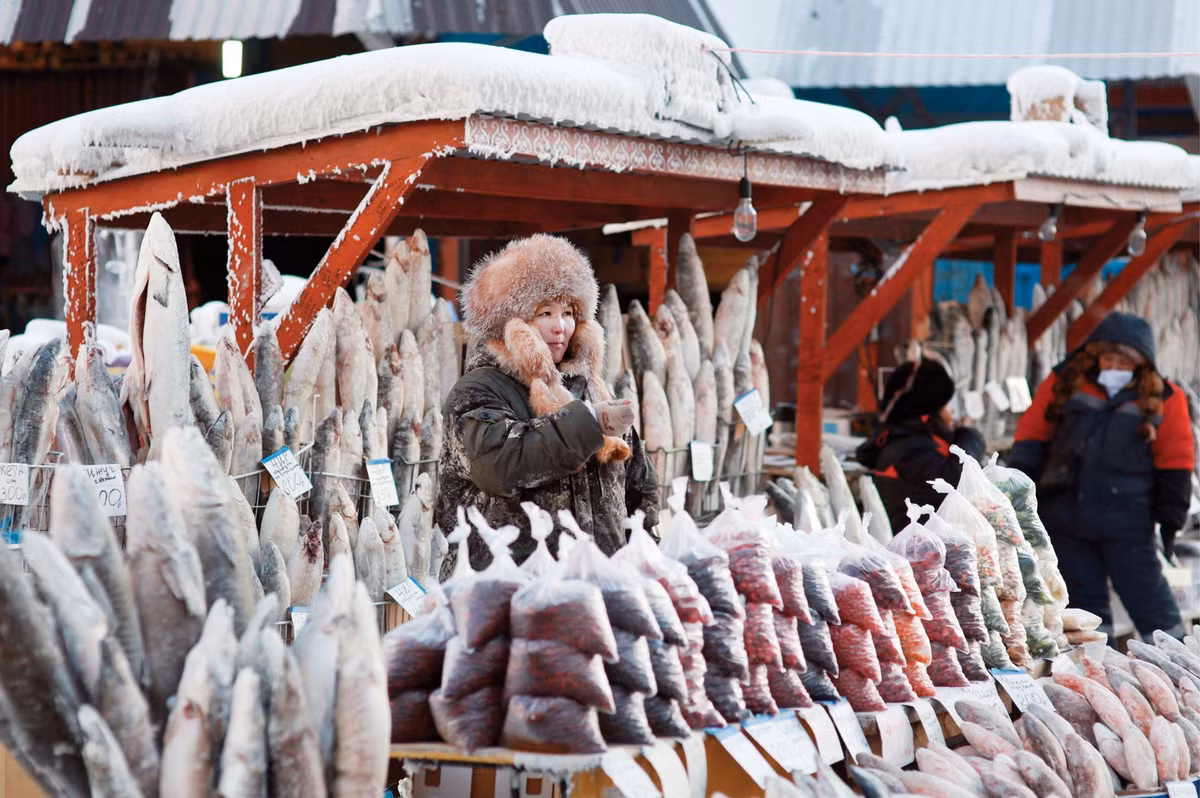 Tủ lạnh là thiết bị không cần thiết ở Yakutsk. Thực phẩm như thịt cá hay trái cây thường được người dân treo ngoài cửa sổ vì nhiệt độ ngoài trời thậm chí còn lạnh hơn cả những tủ đông công nghệ cao.