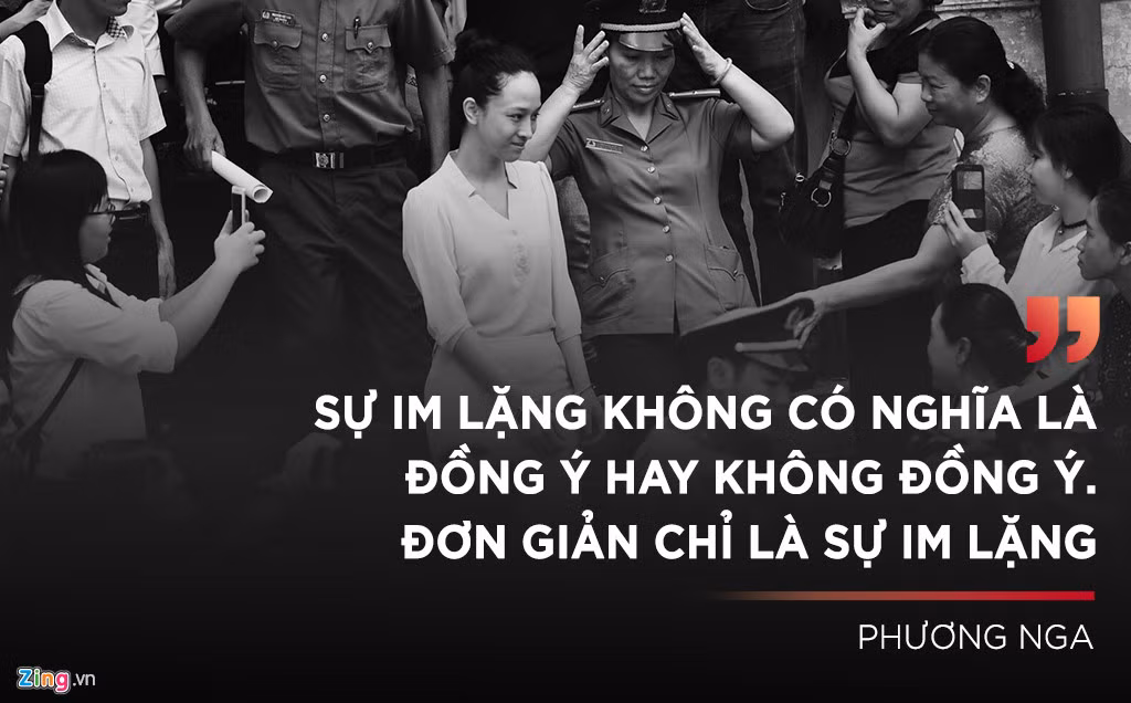 Cuối phiên xét xử chiều 22/6, khi đại diện VKSND vặn hỏi: “Im lặng có nghĩa là đồng ý với lời khai của các nhân chứng?”, Nga khẳng định: “Im lặng không có nghĩa là đồng ý hay không đổng ý. Im lặng chỉ đơn giản là im lặng”.