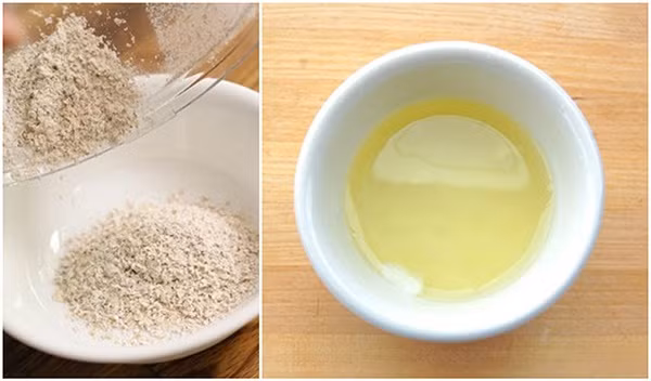 Nếu bạn sử dụng bột yến mạch xay mịn, bạn có thể cho mật ong và dầu oliu vào cùng bột yến mạch và đánh đều tay cho yến mạch mịn. Ảnh: maihan.