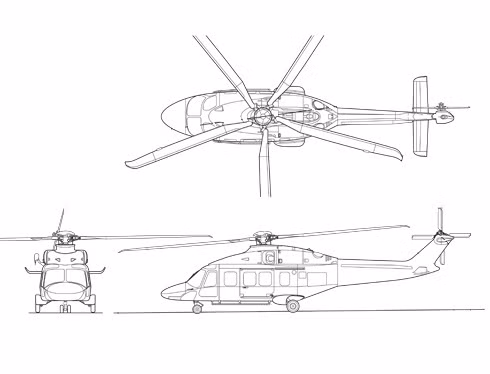 AW-149 dài 17,57m, cao 5,14m, sải cánh dài 14,6m, trọng lượng cất cánh tối đa là 8,6 tấn. Kíp điều khiển của AW-149 gồm 2 người, có thể chở tới 18 binh lính phía sau khoang cabin hoặc 12 binh lính trang bị vũ khí đầy đủ. Nguồn: skybrary.aero.com.