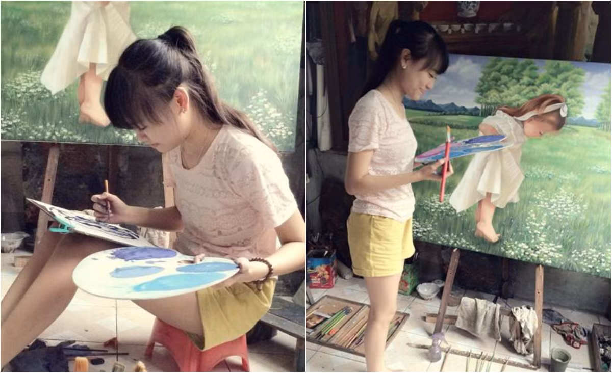 Thùy Trang quen biết một số người bạn trong một nhóm yêu hội họa trên Facebook từ khoảng 9 tháng trước, từ đó cô chuyên tâm rèn bút vẽ, thường dành một khối lượng thời gian rất lớn để cho ra đời những tác phẩm thể hiện rõ đam mê và năng khiếu của mình.